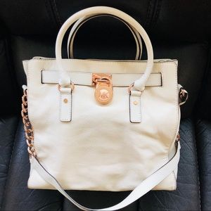 Michael Kors Large Hamilton Cream Leather RoseGold